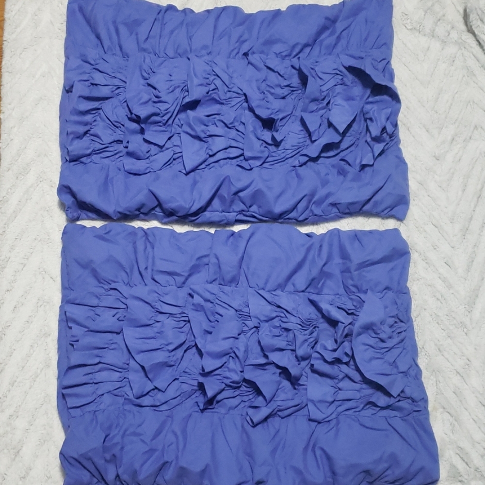 2 blue ruffled Full/queen pillow shams girly